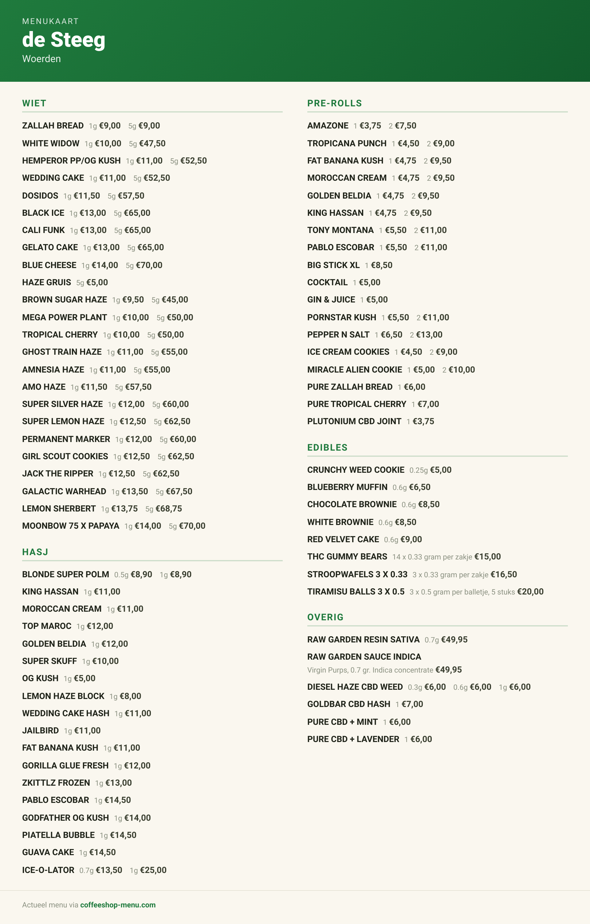 Menu bij de Steeg