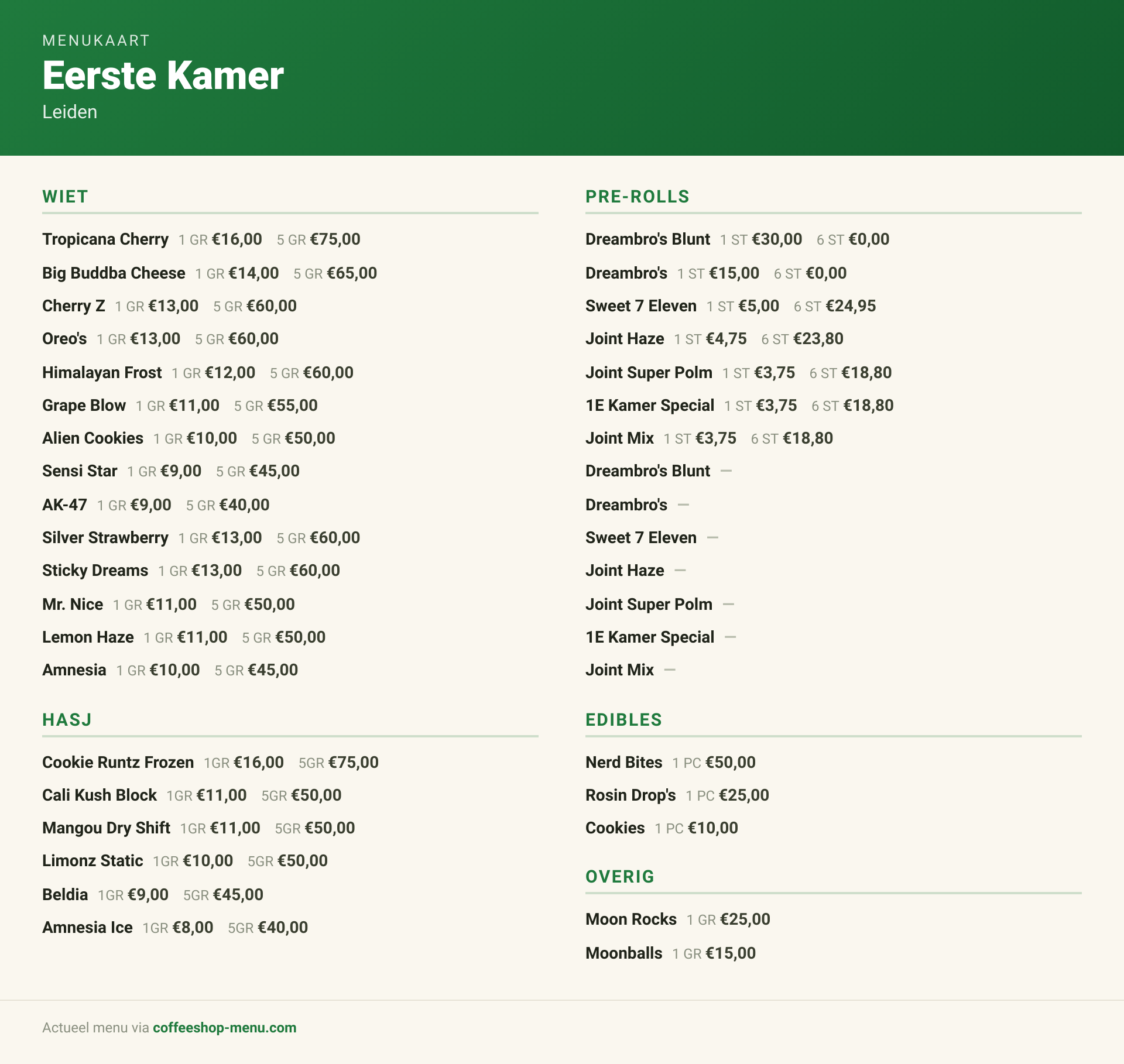 Menu bij Eerste Kamer