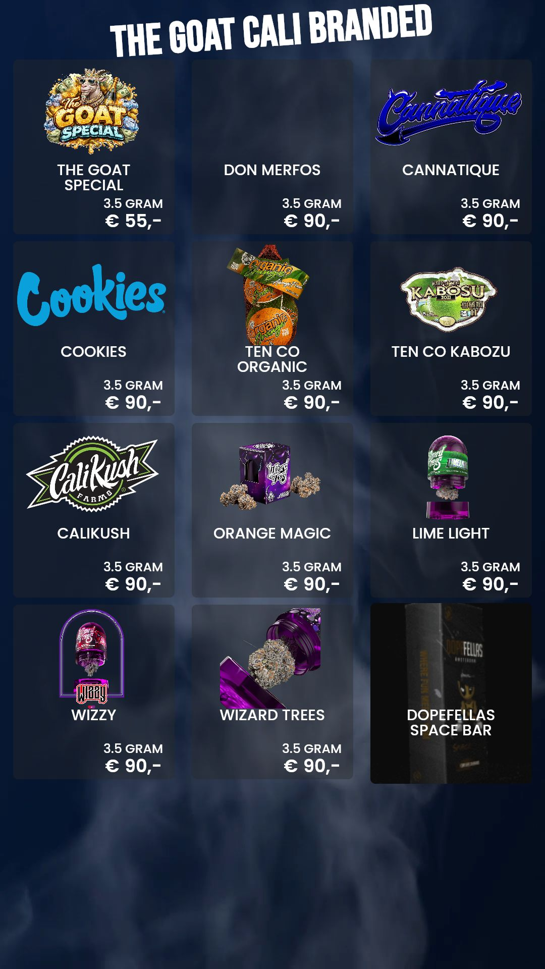 Menu bij The Goat