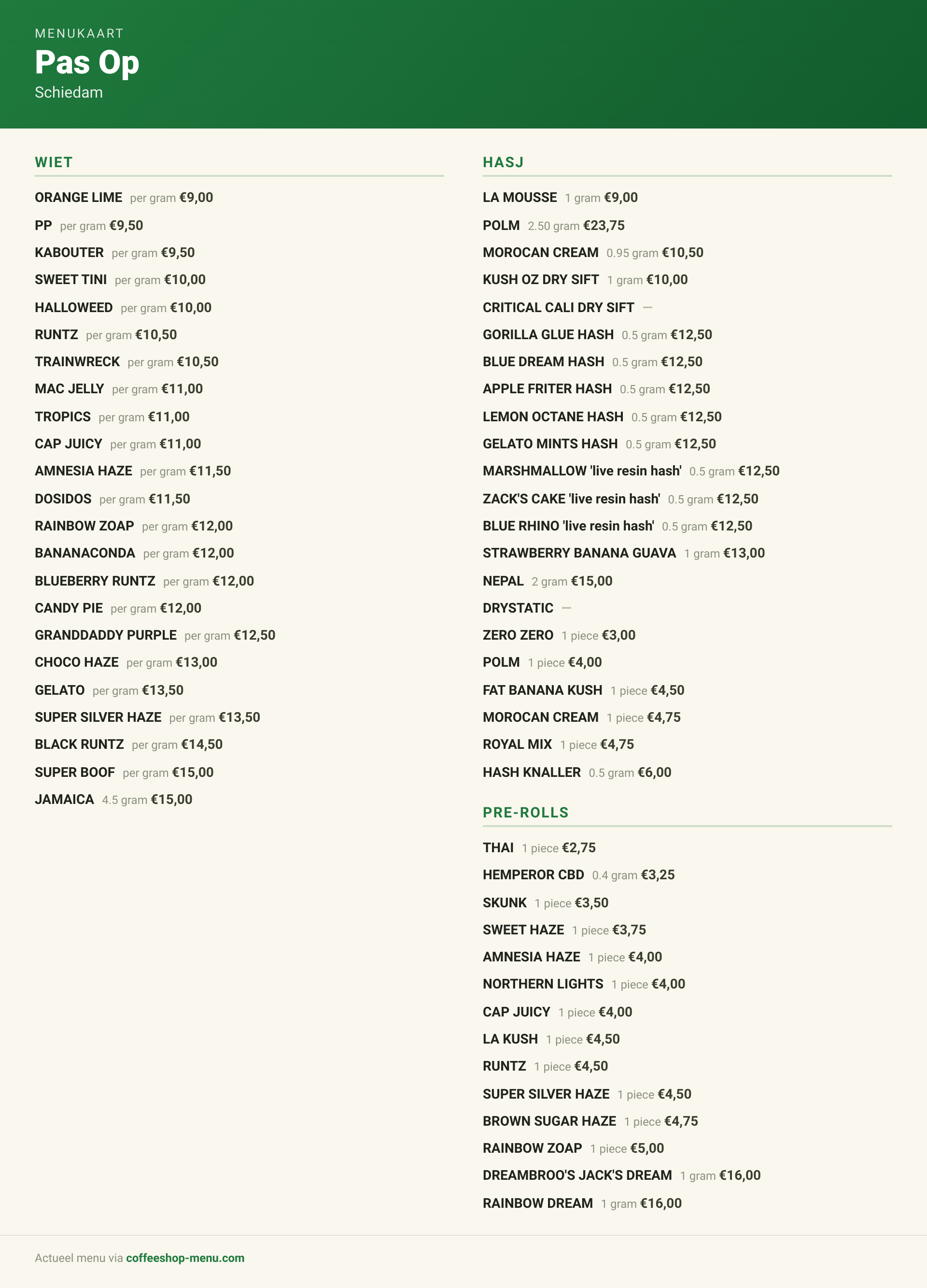 Menu bij Pas Op