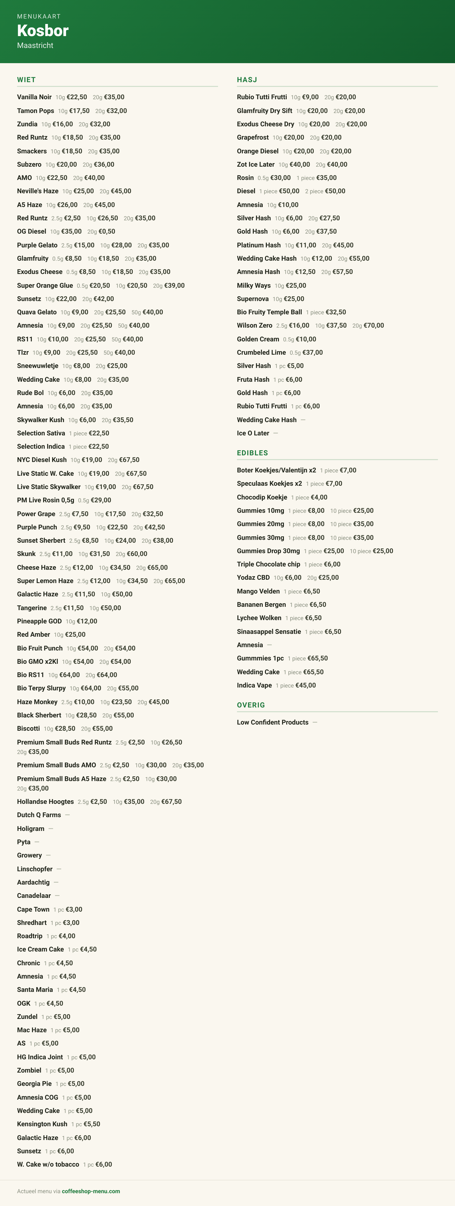 Menu bij Kosbor