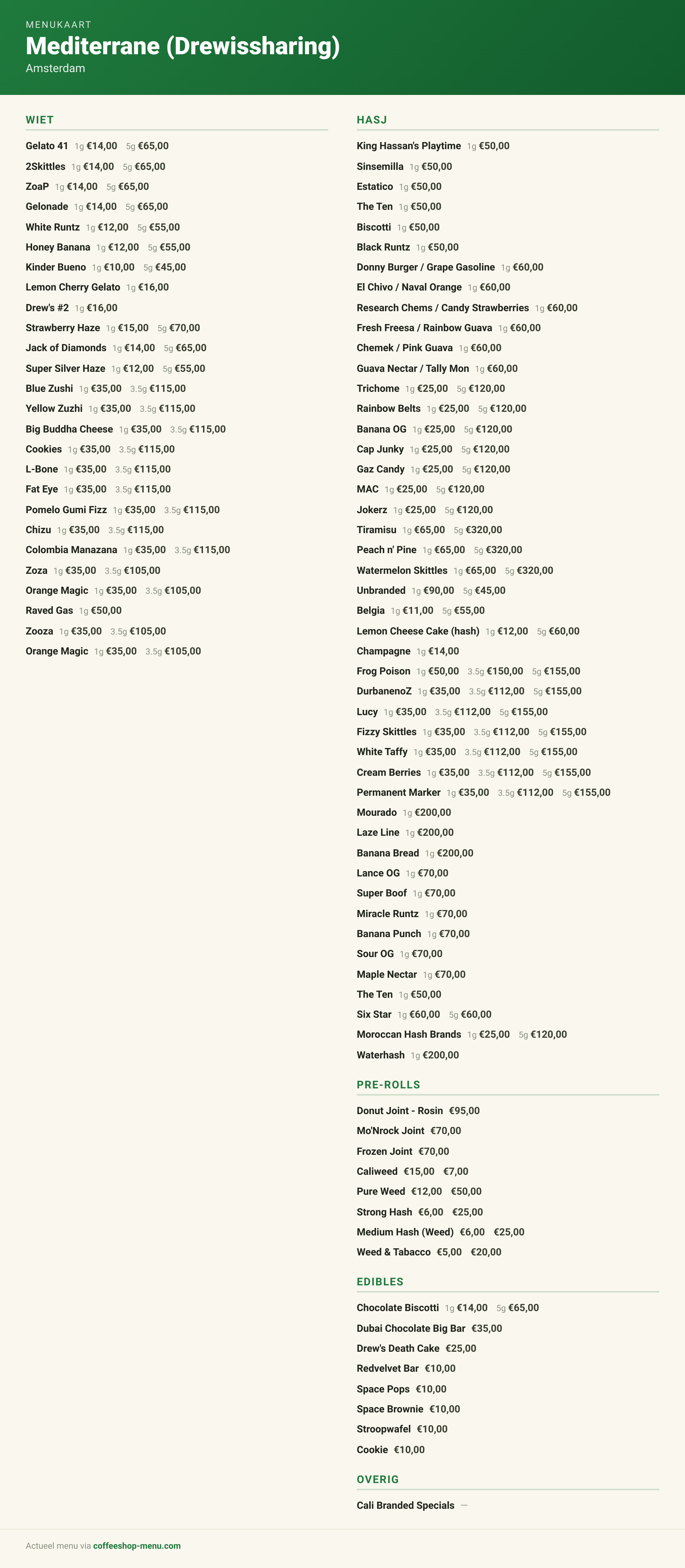 Menu bij Mediterrane (Drewissharing)