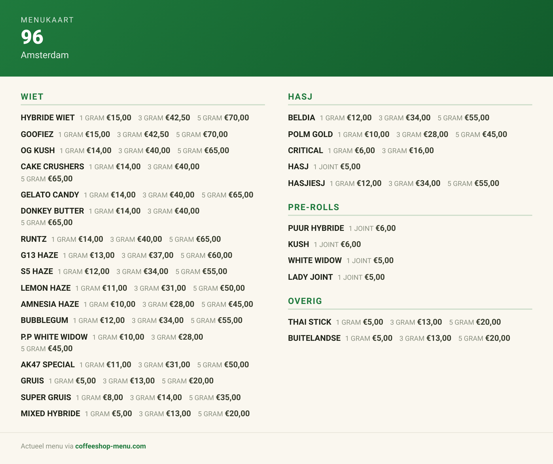 Menu bij 96