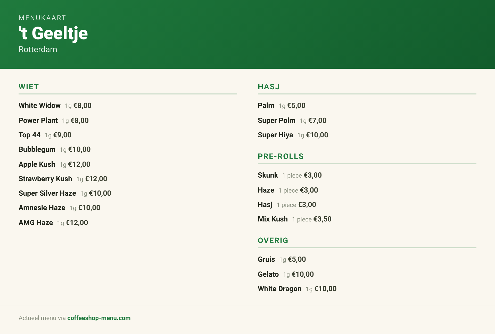 Menu bij 't Geeltje