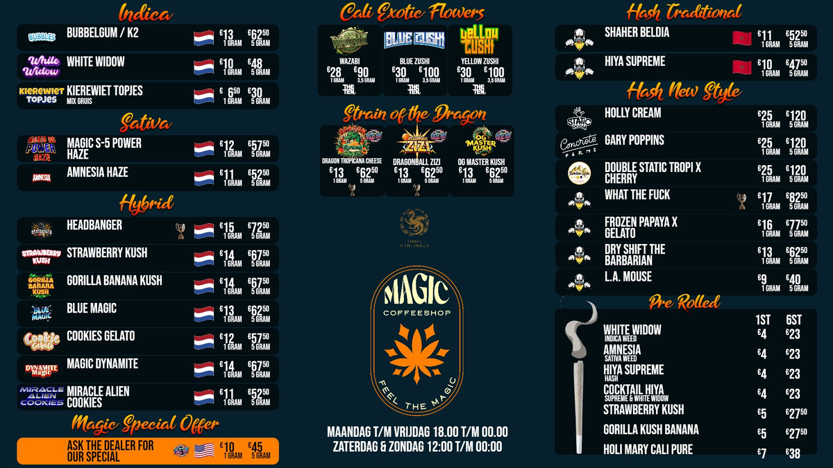 Menu bij Magic Doetichem