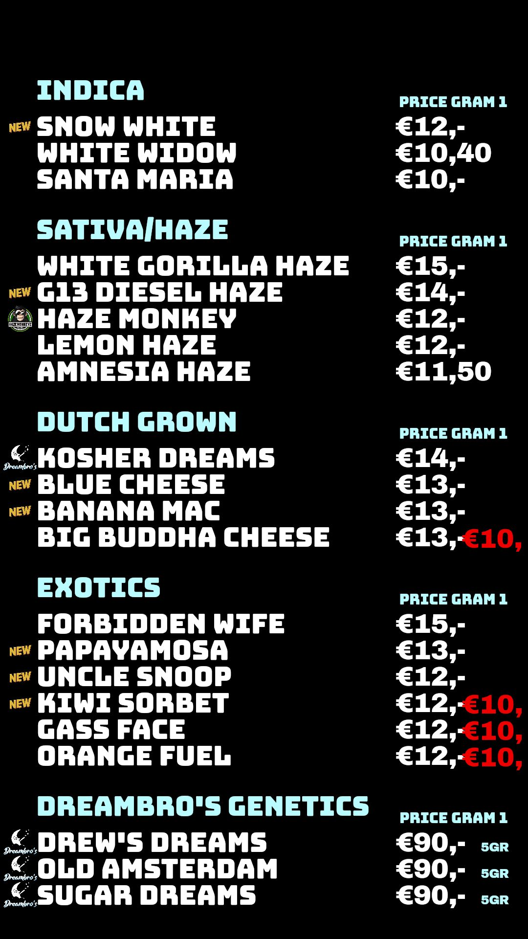 Menu bij 4 Floors