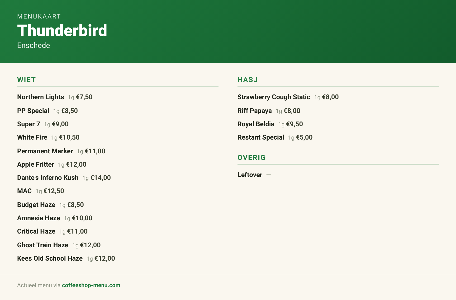Menu bij Thunderbird