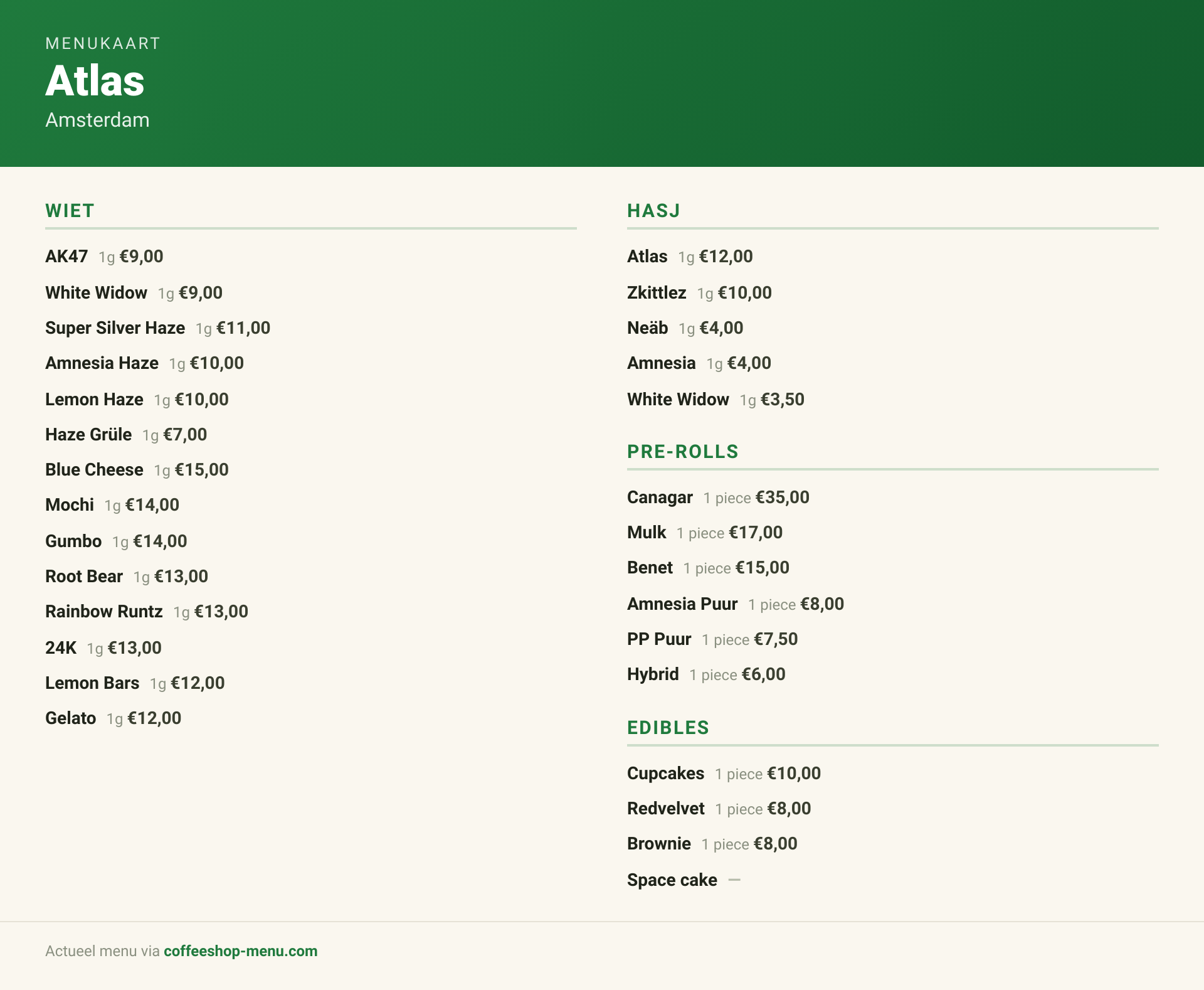 Menu bij Atlas