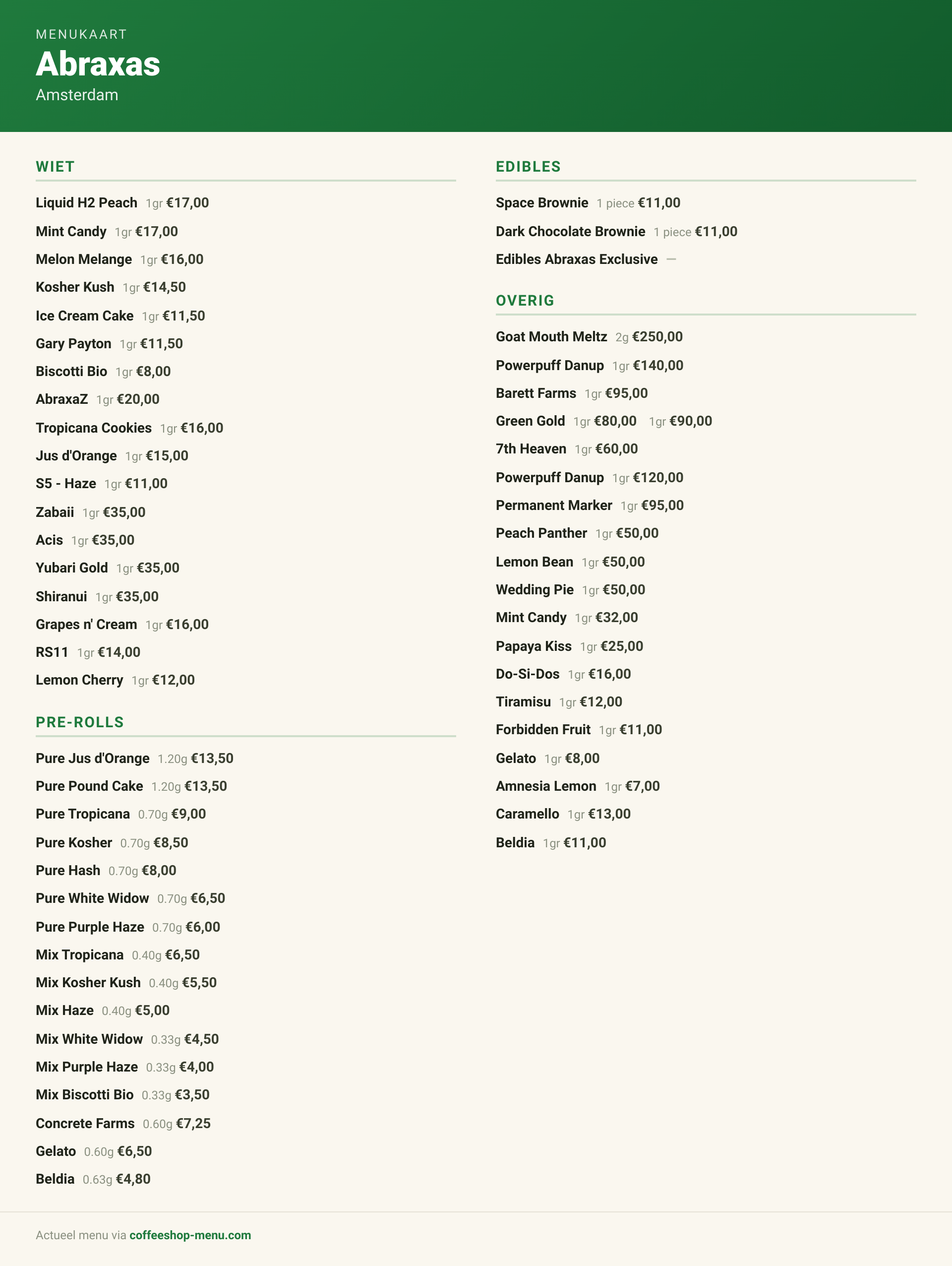Menu bij Abraxas