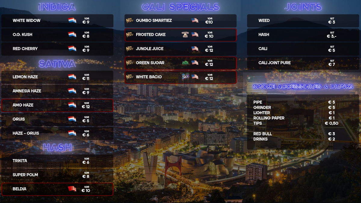Menu bij Bilbao