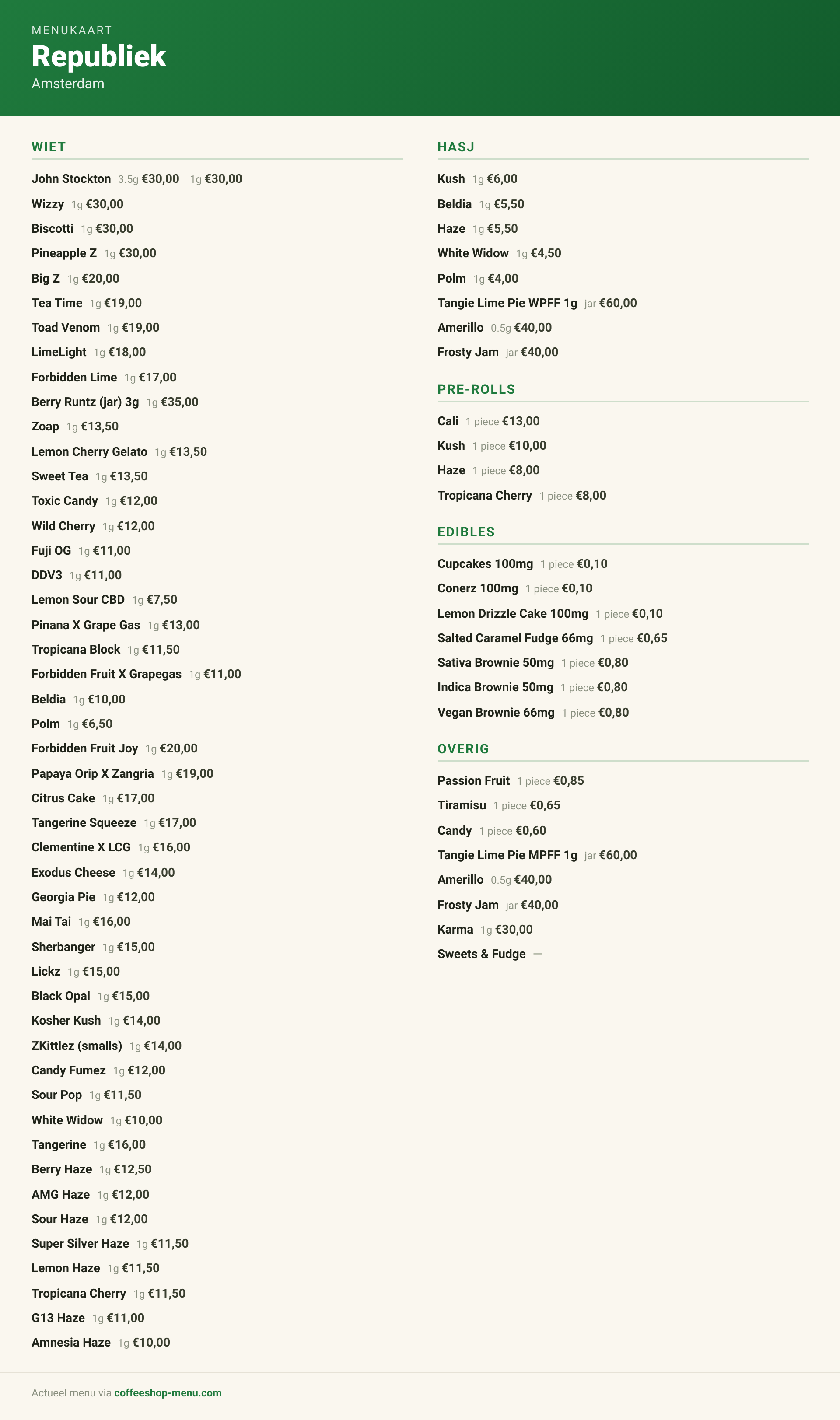 Menu bij Republiek