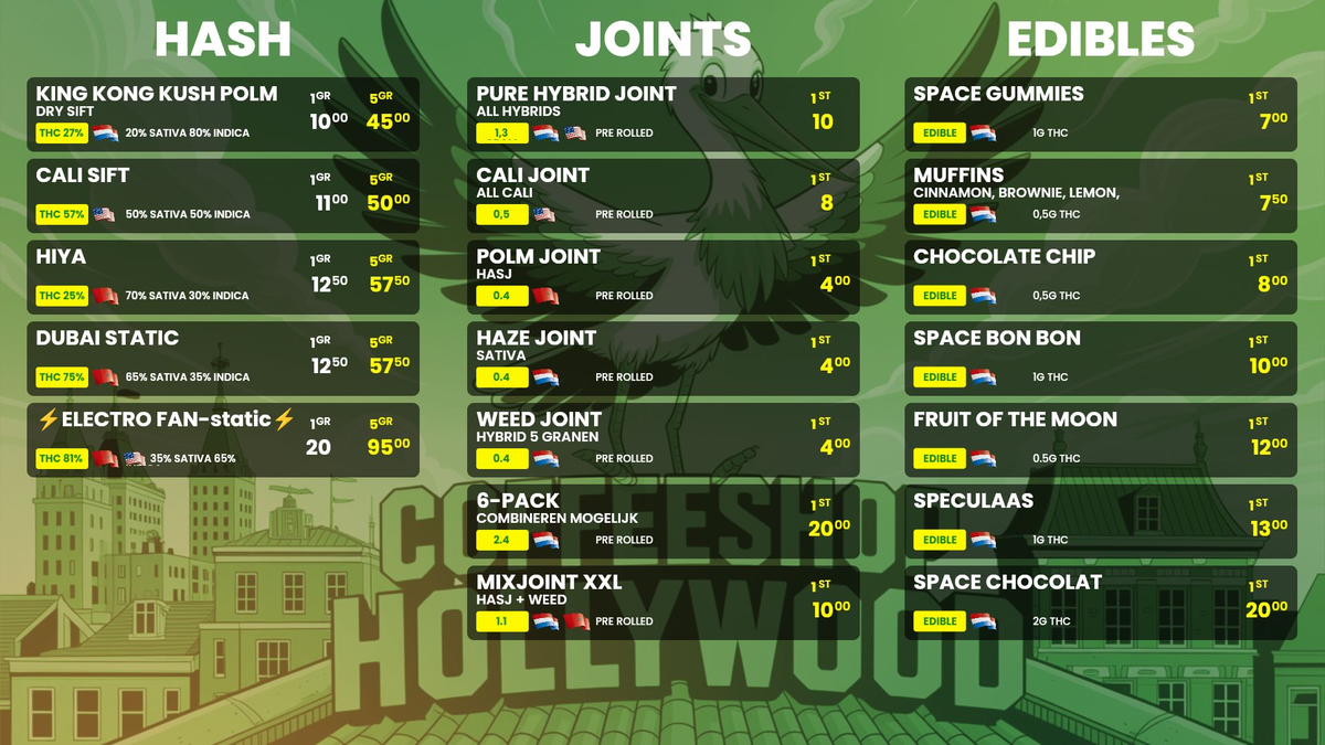 Menu bij Hollywood
