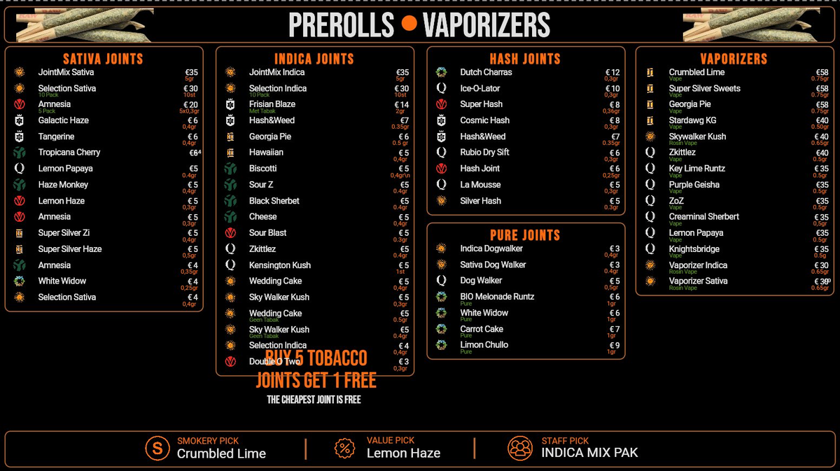 Menu bij Smokery by The Plug