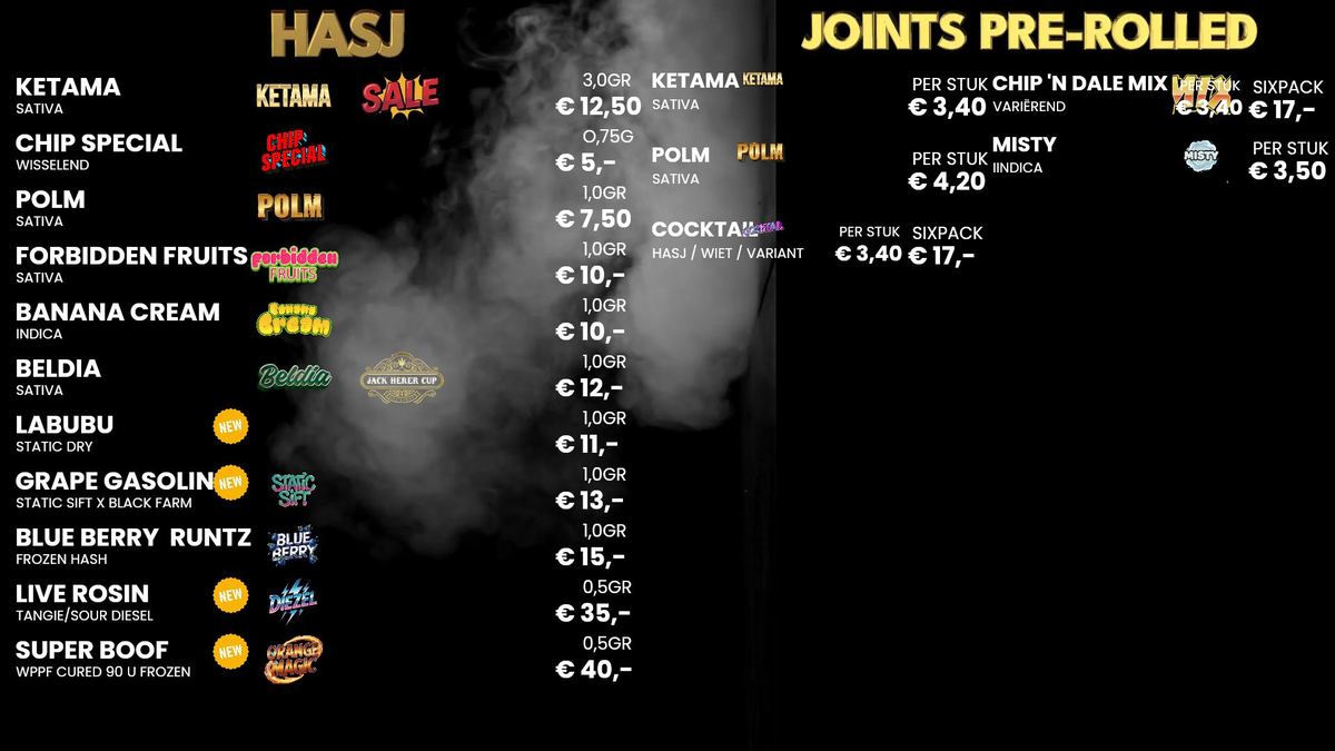 Menu bij Chip 'n dale
