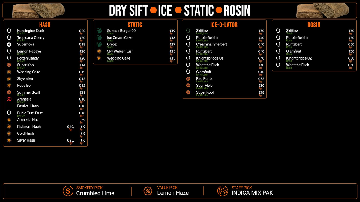 Menu bij Smokery by The Plug