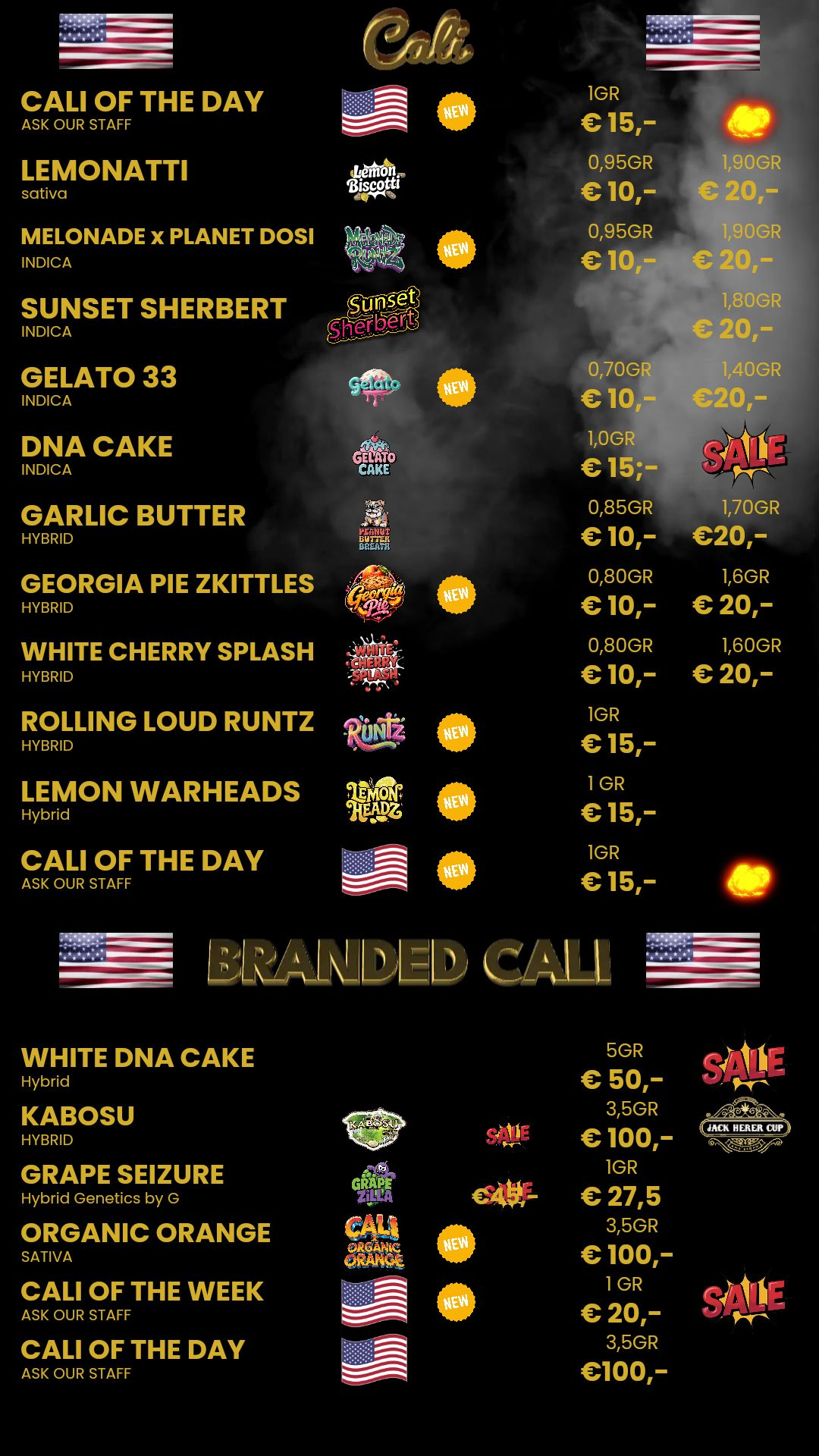 Menu bij Chip 'n dale
