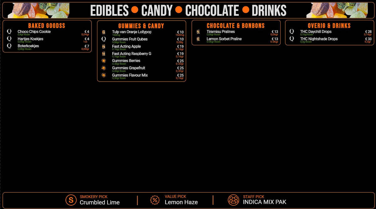 Menu bij Smokery by The Plug