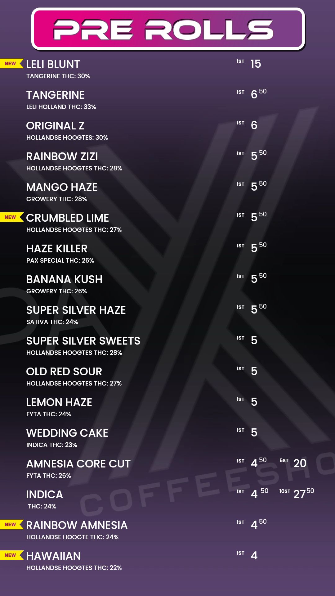 Menu bij Pax