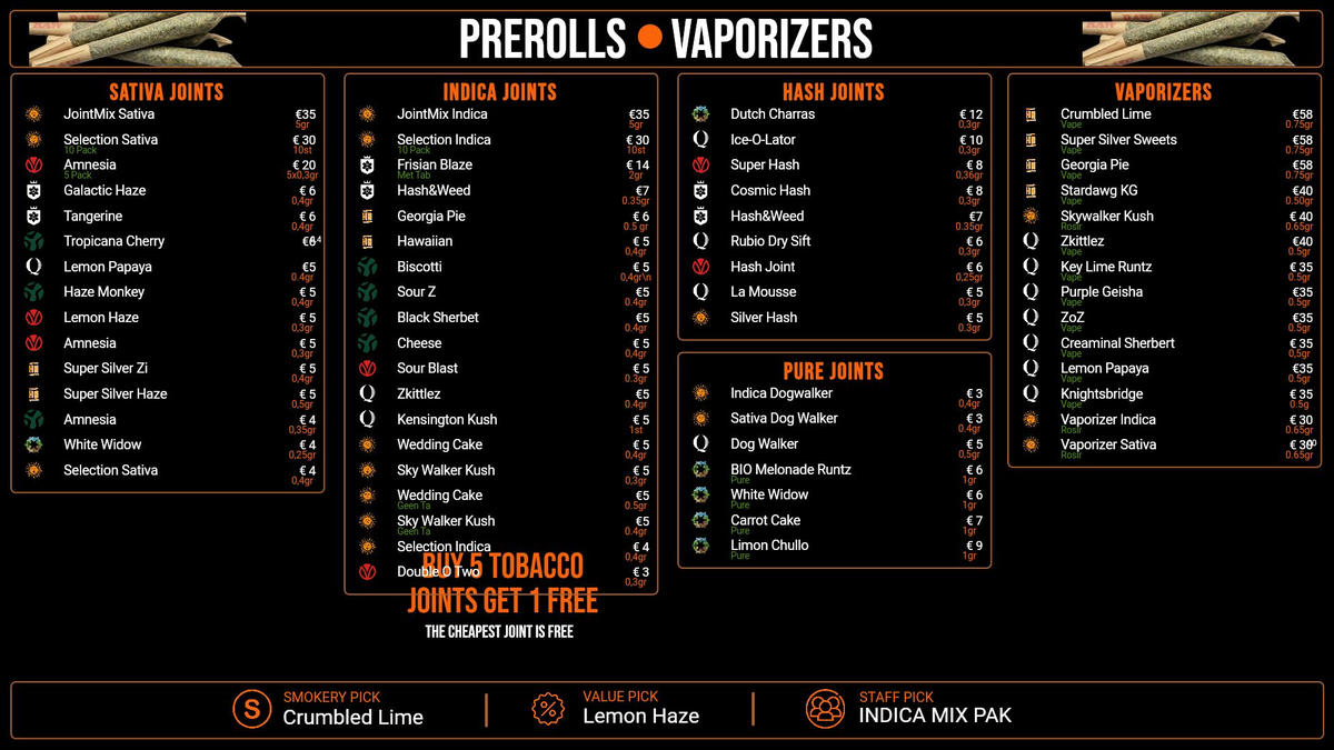 Menu bij Smokery by The Plug