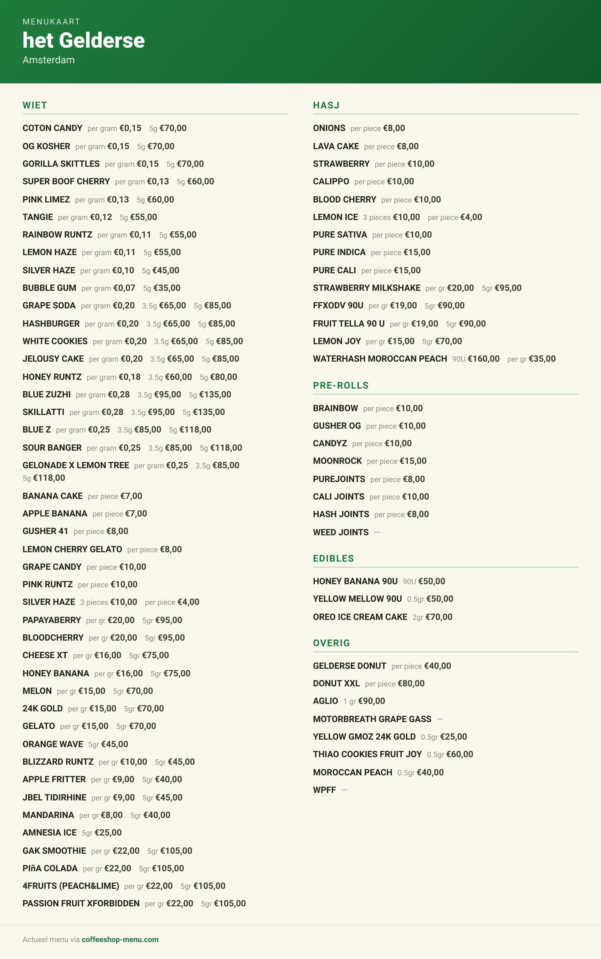 Menu bij het Gelderse