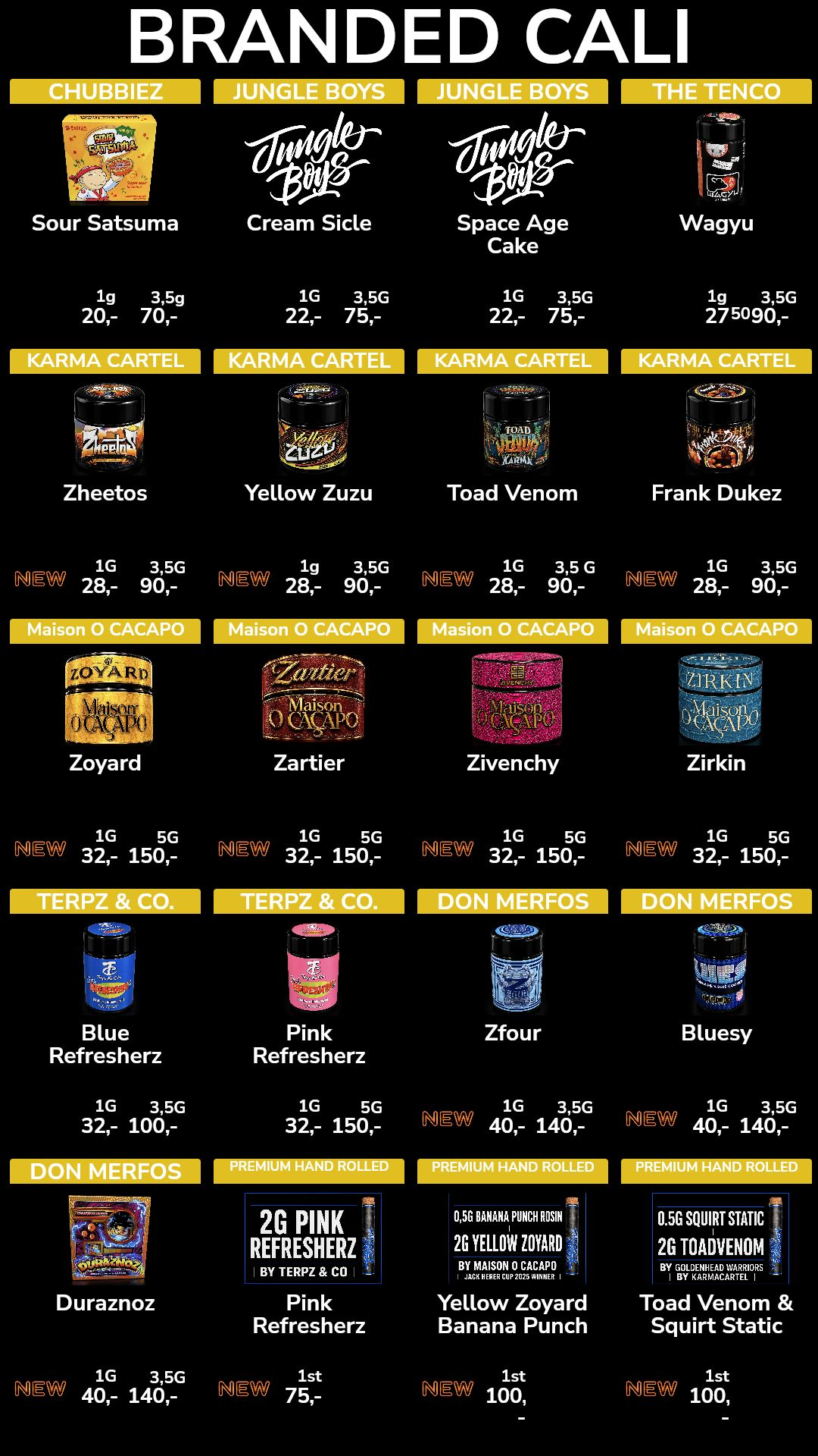 Menu bij Strain Fellows