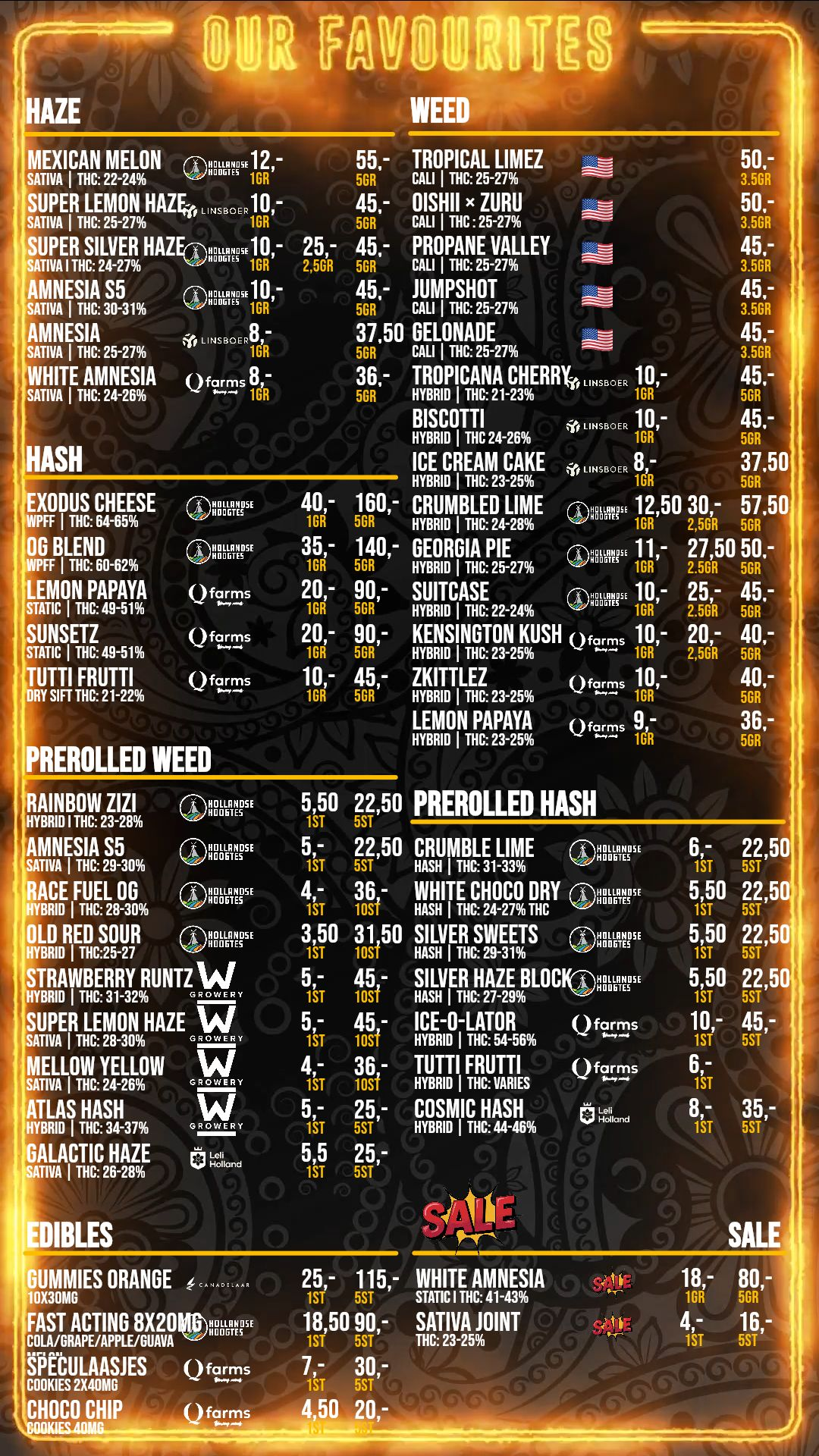 Menu bij Kunsje