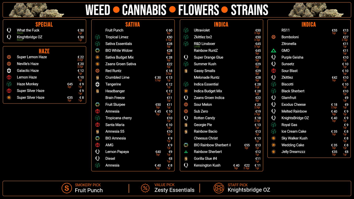 Menu bij Smokery by The Plug
