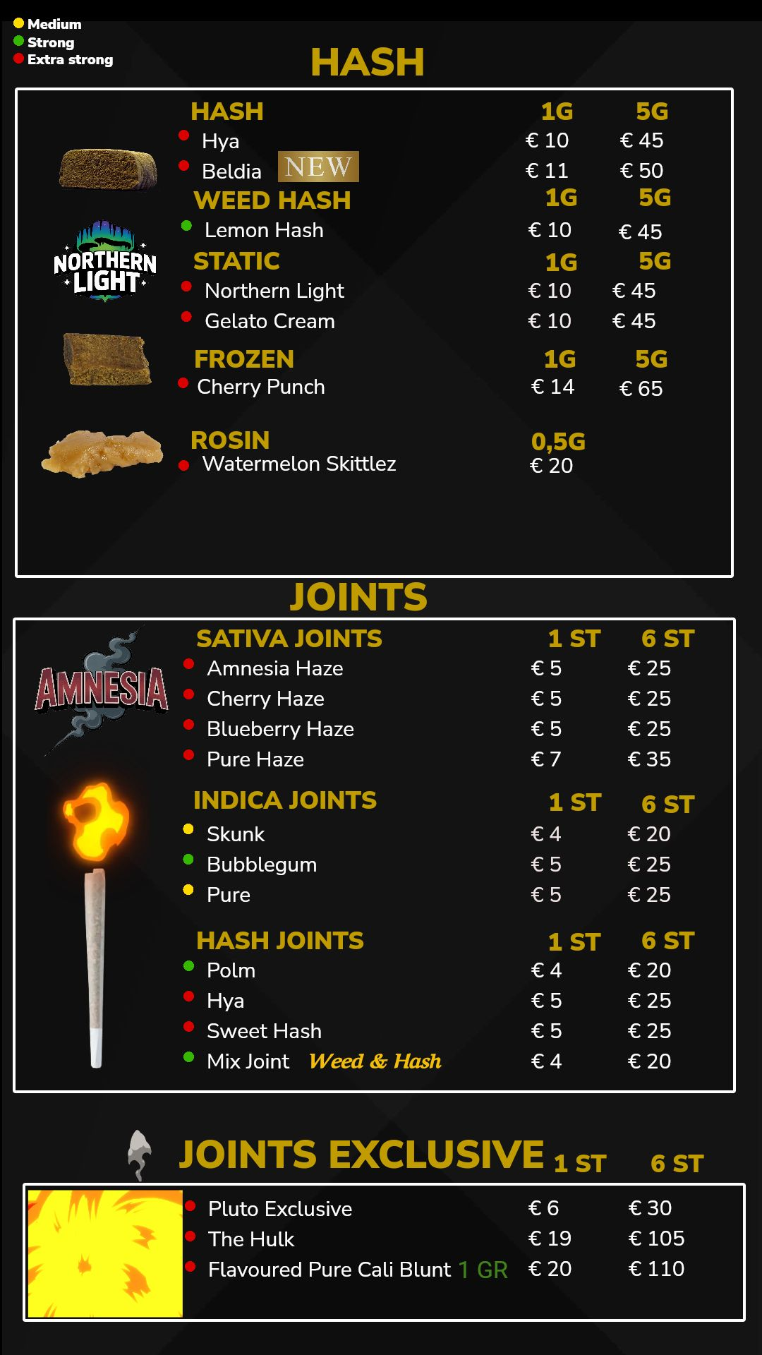 Menu bij Pluto