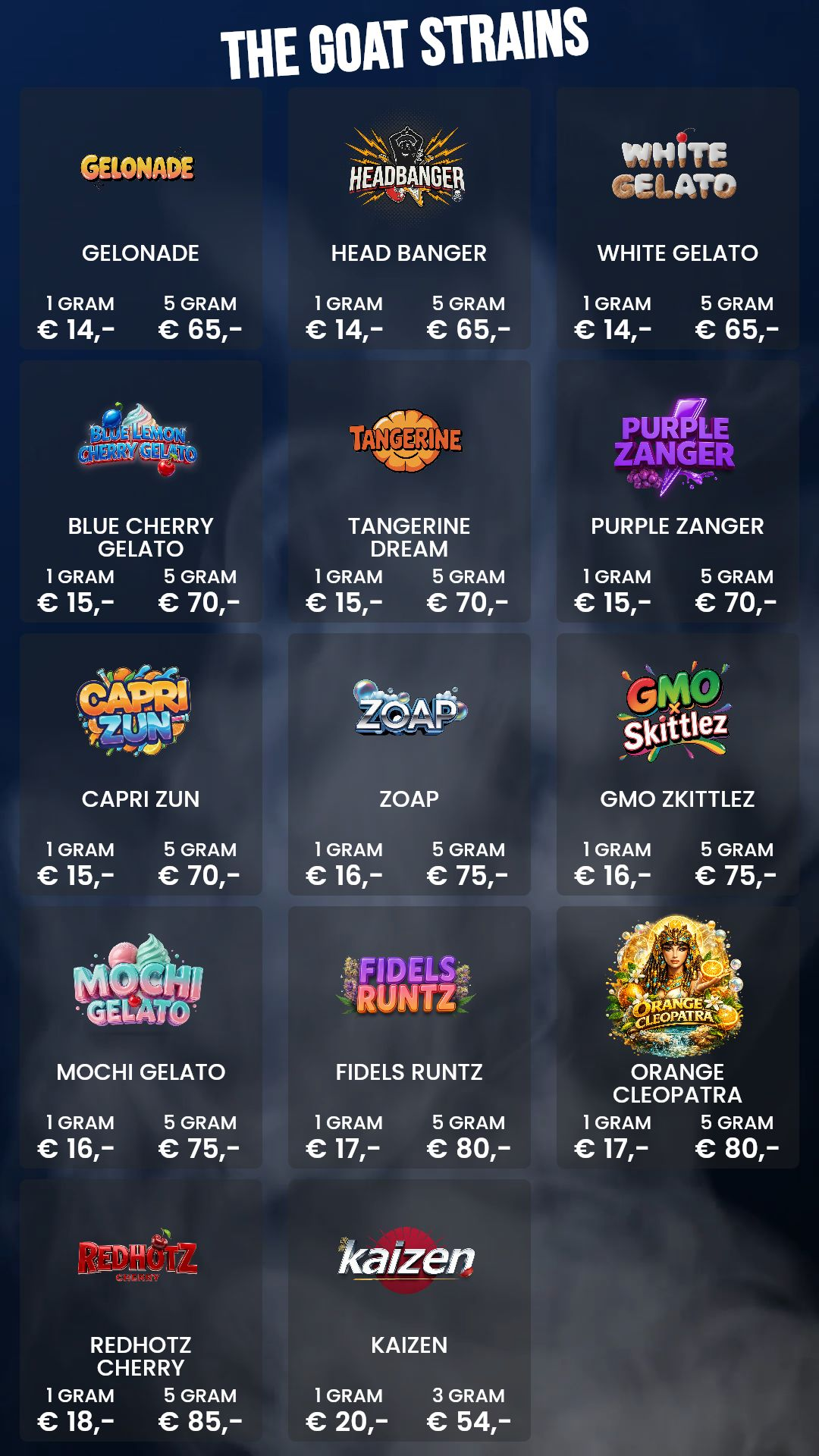Menu bij The Goat
