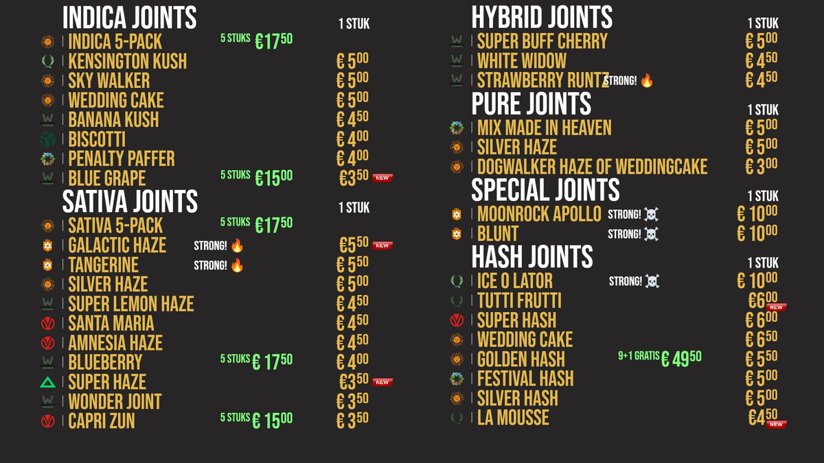 Menu bij T Wonder