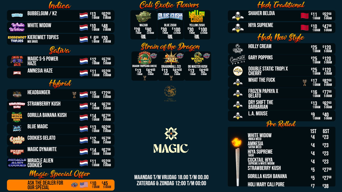 Menu bij Magic Doetichem