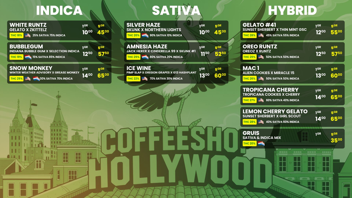 Menu bij Hollywood