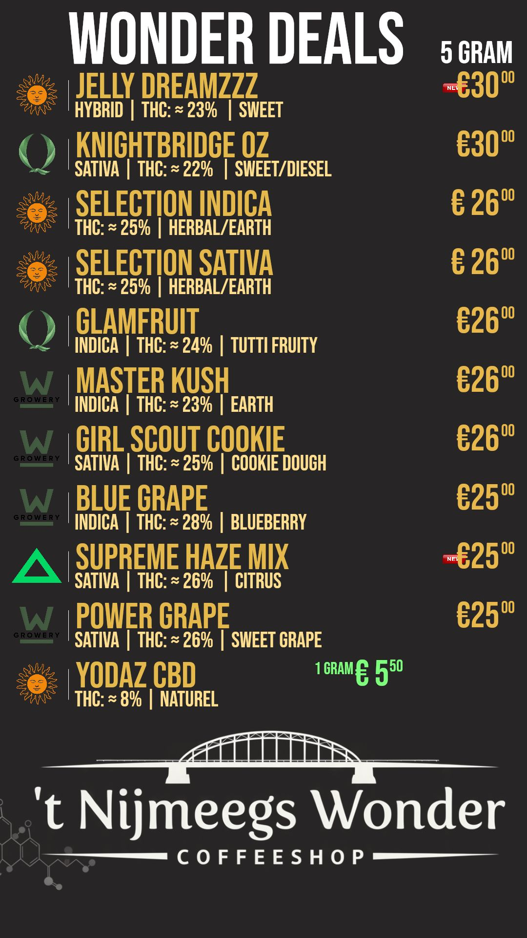 Menu bij T Wonder