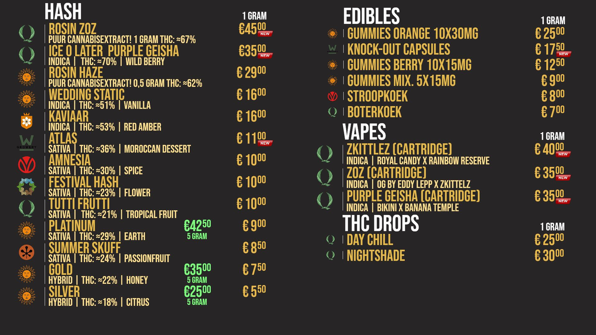 Menu bij T Wonder