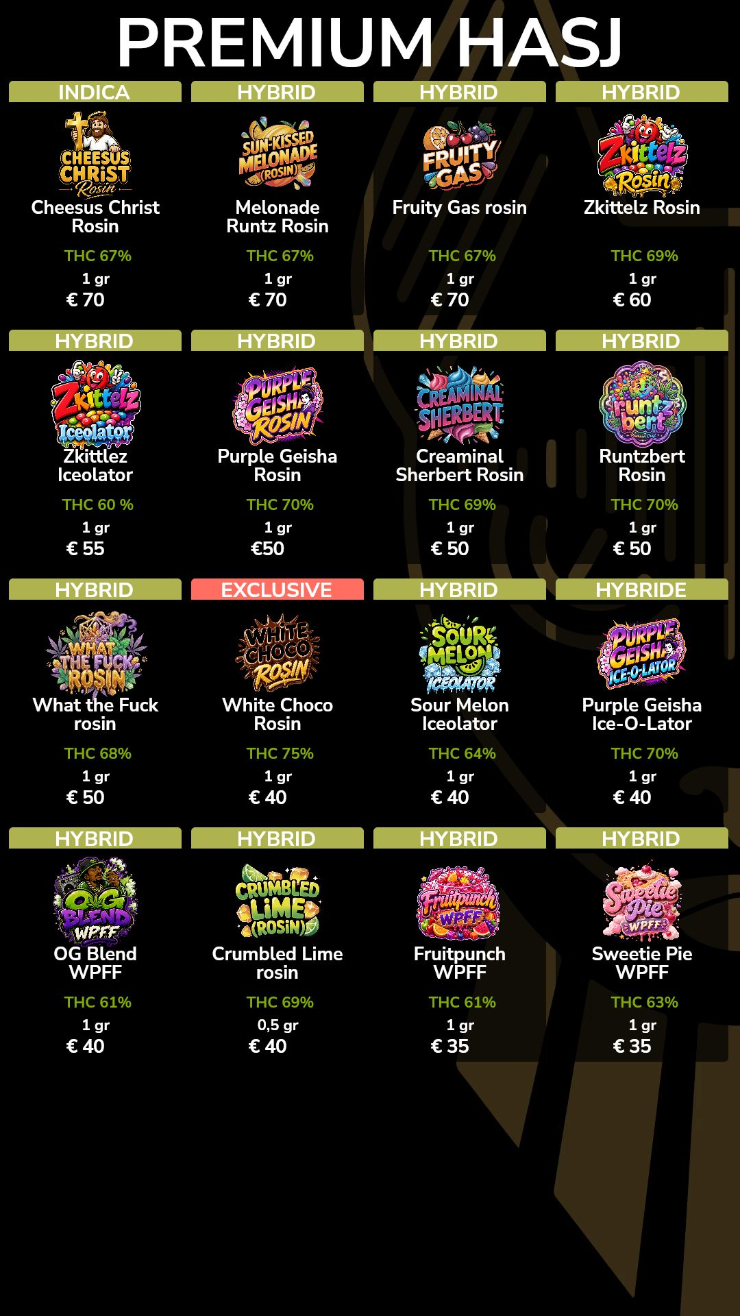 Menu bij The Cat