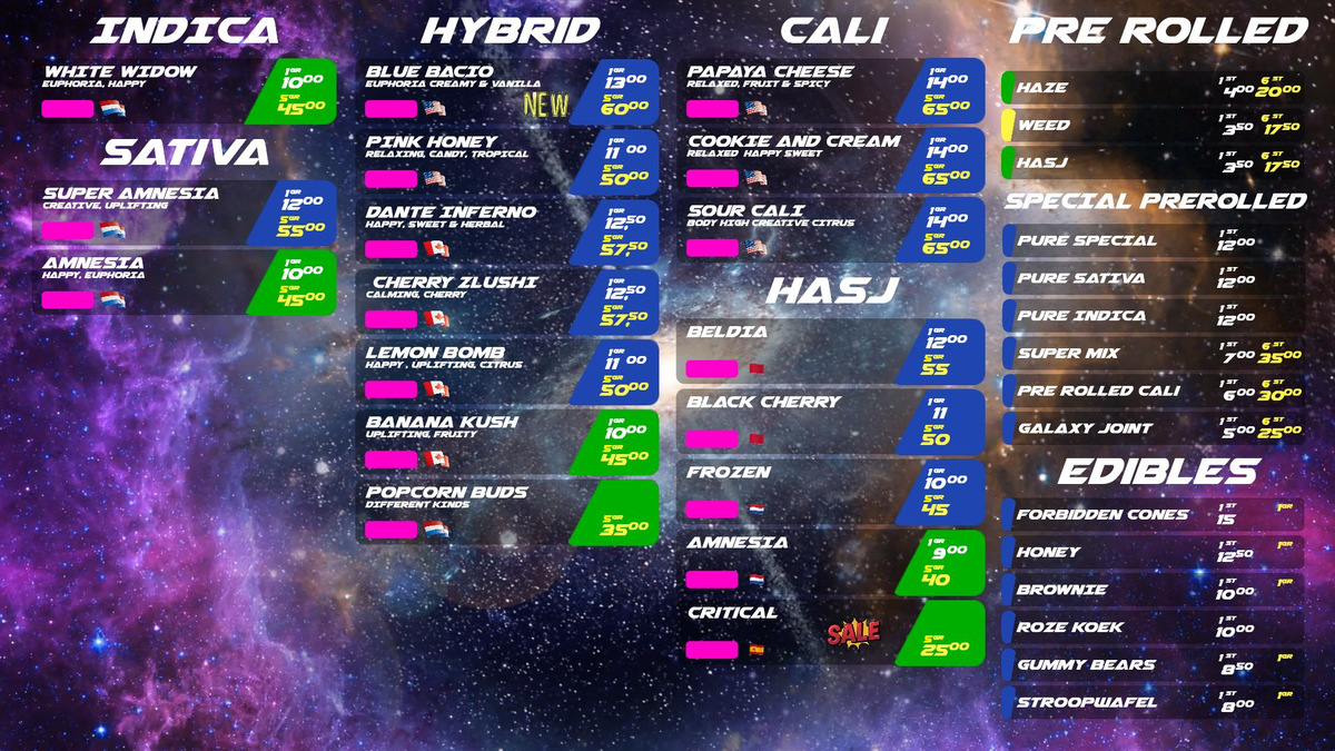 Menu bij GLX