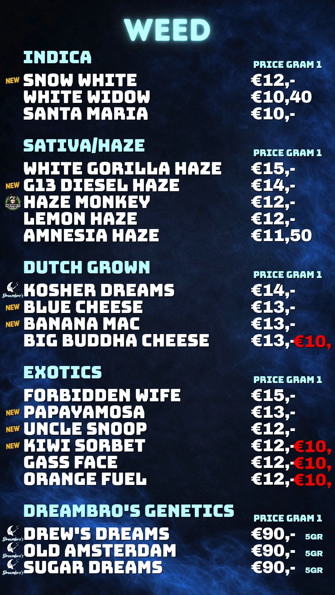 Menu bij 4 Floors