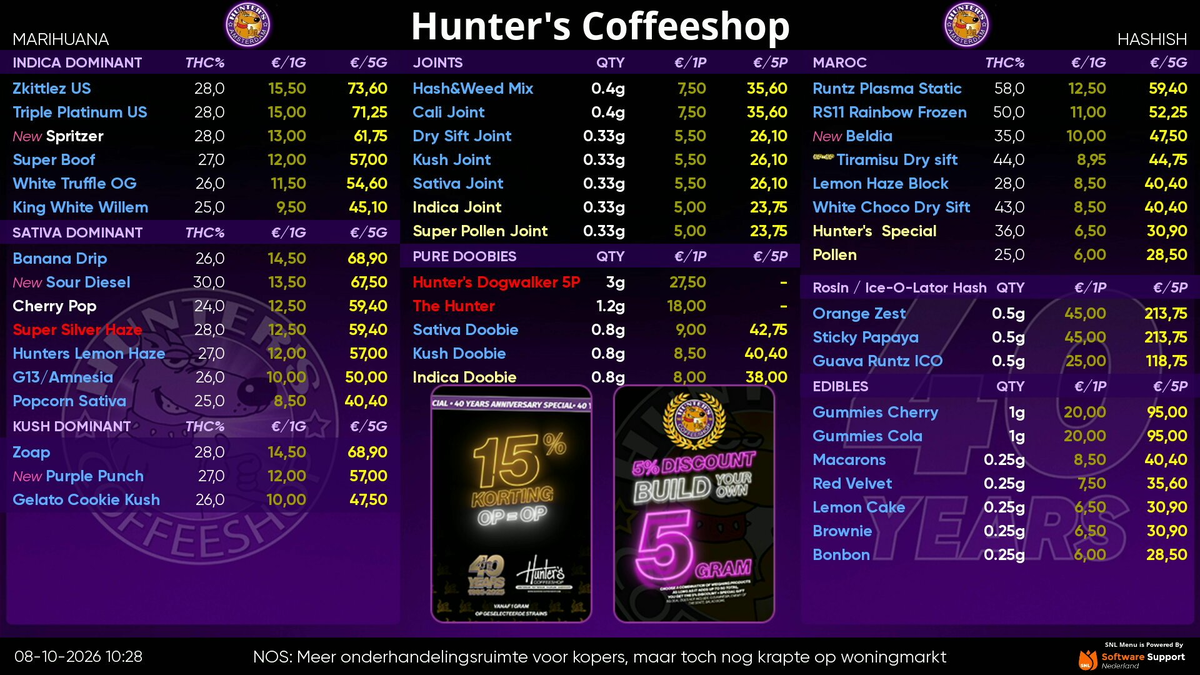 Menukaart van Hunter's Haarlem