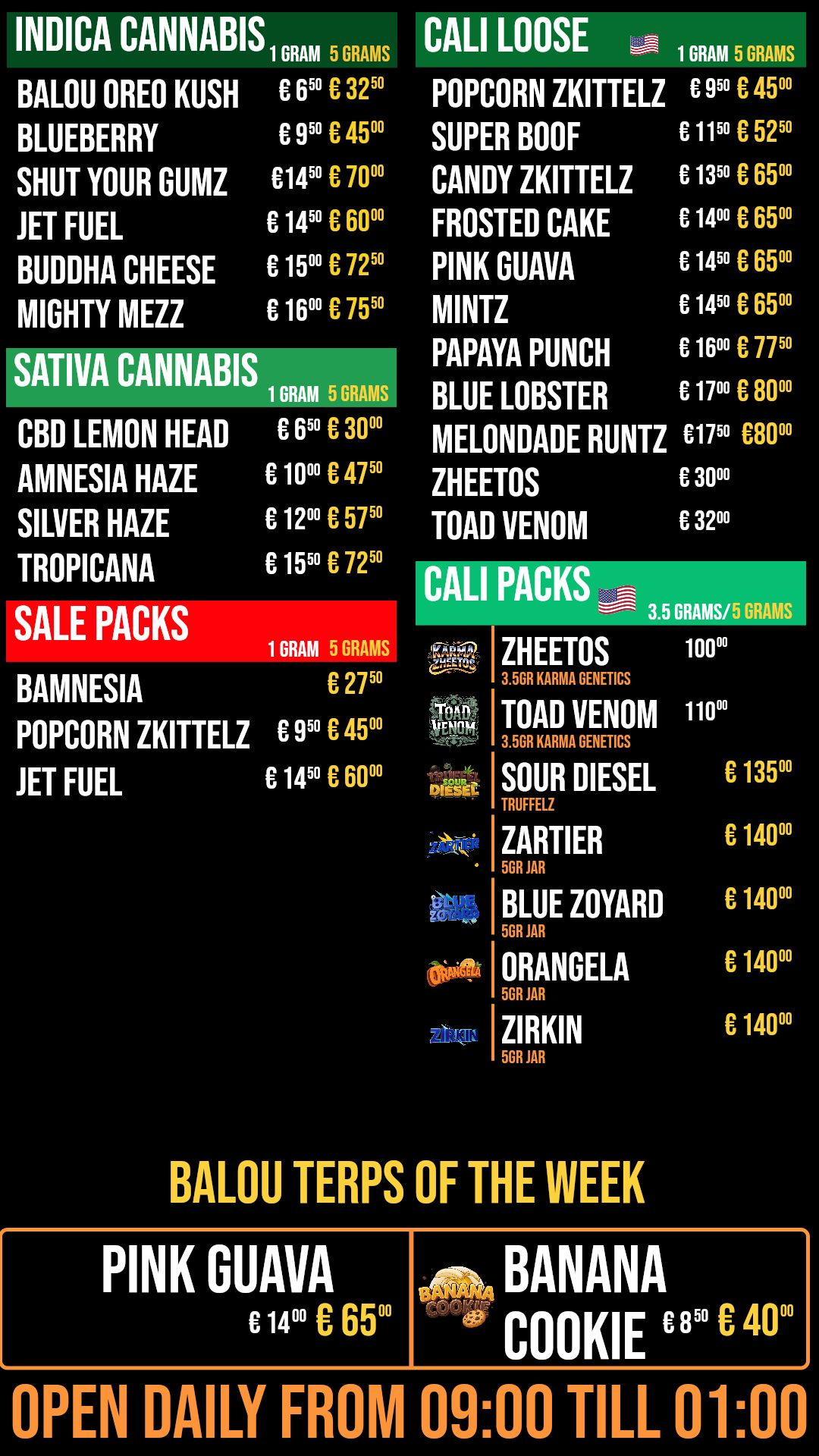 Menu bij Balou