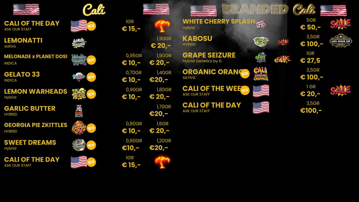 Menu bij Chip 'n dale
