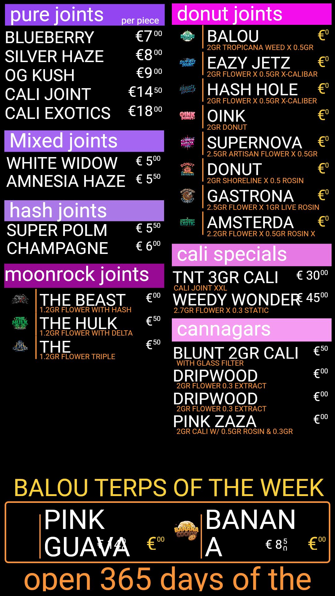 Menu bij Balou