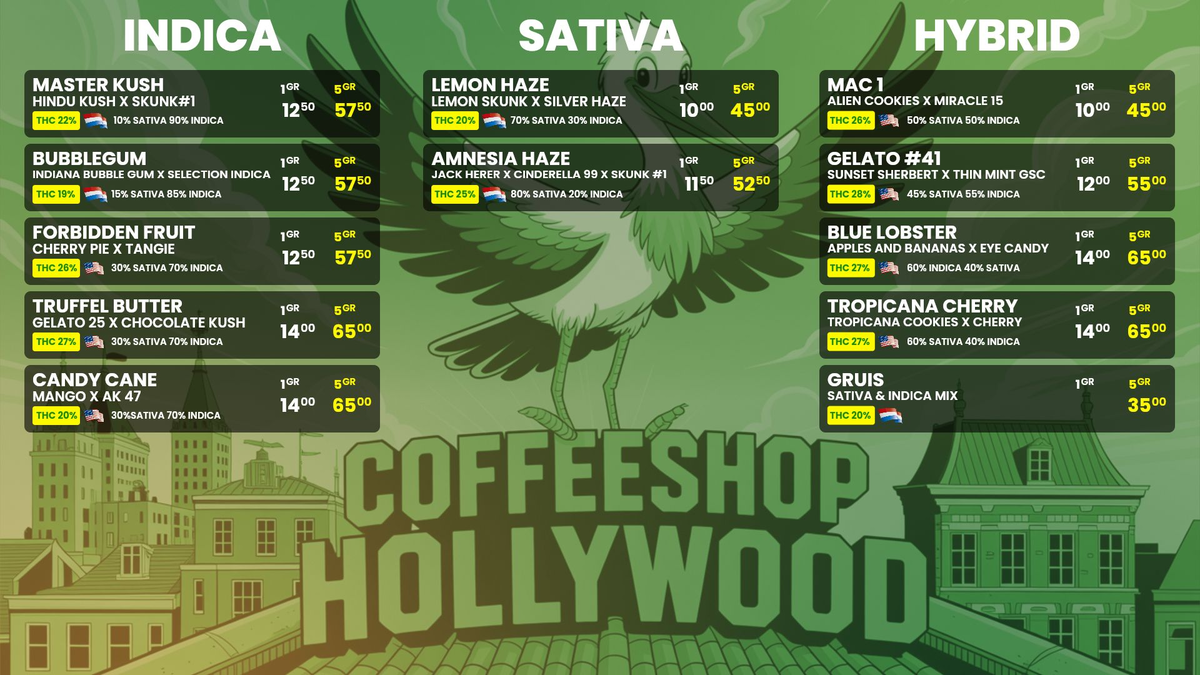 Menu bij Hollywood