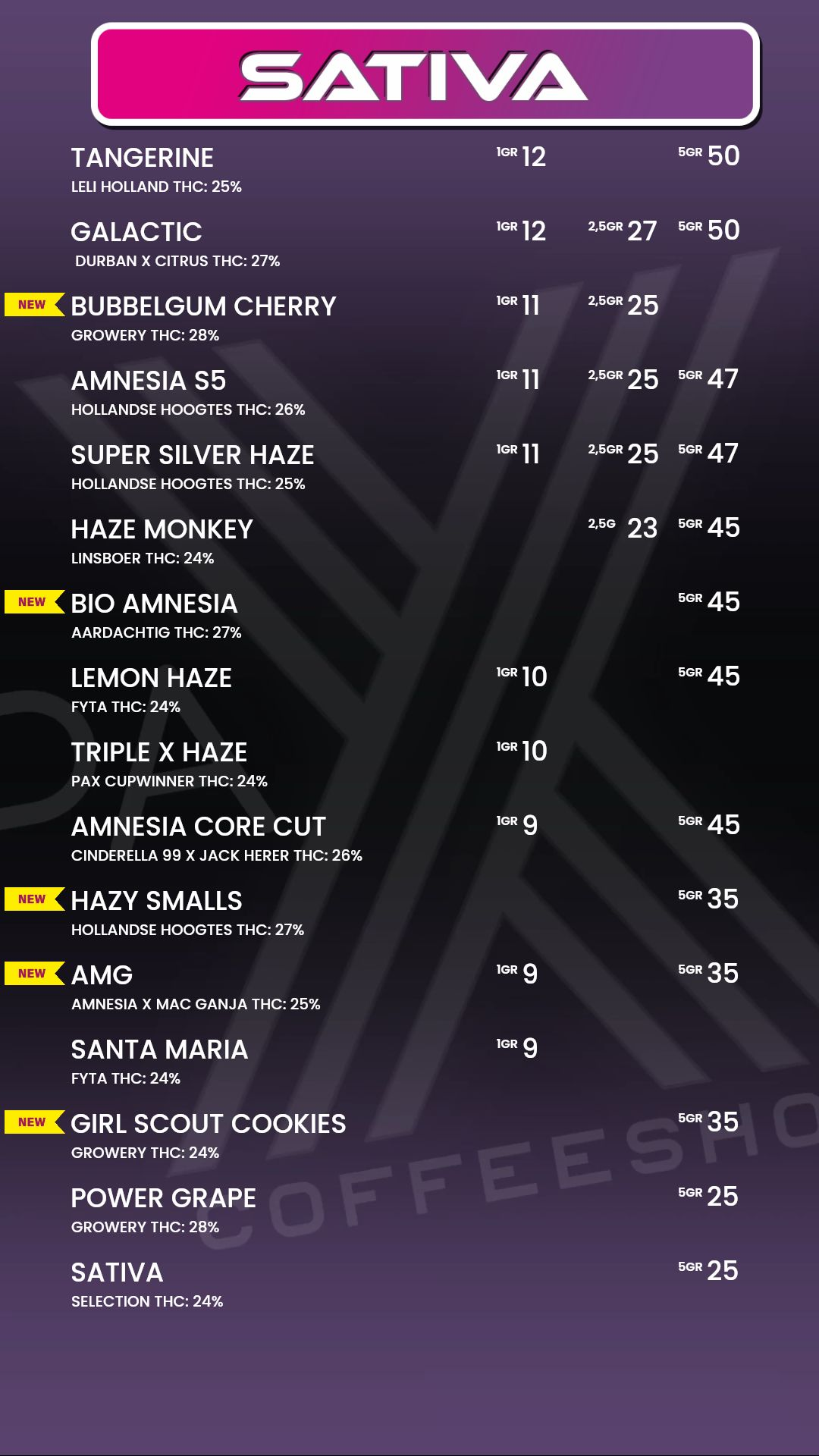 Menu bij Pax