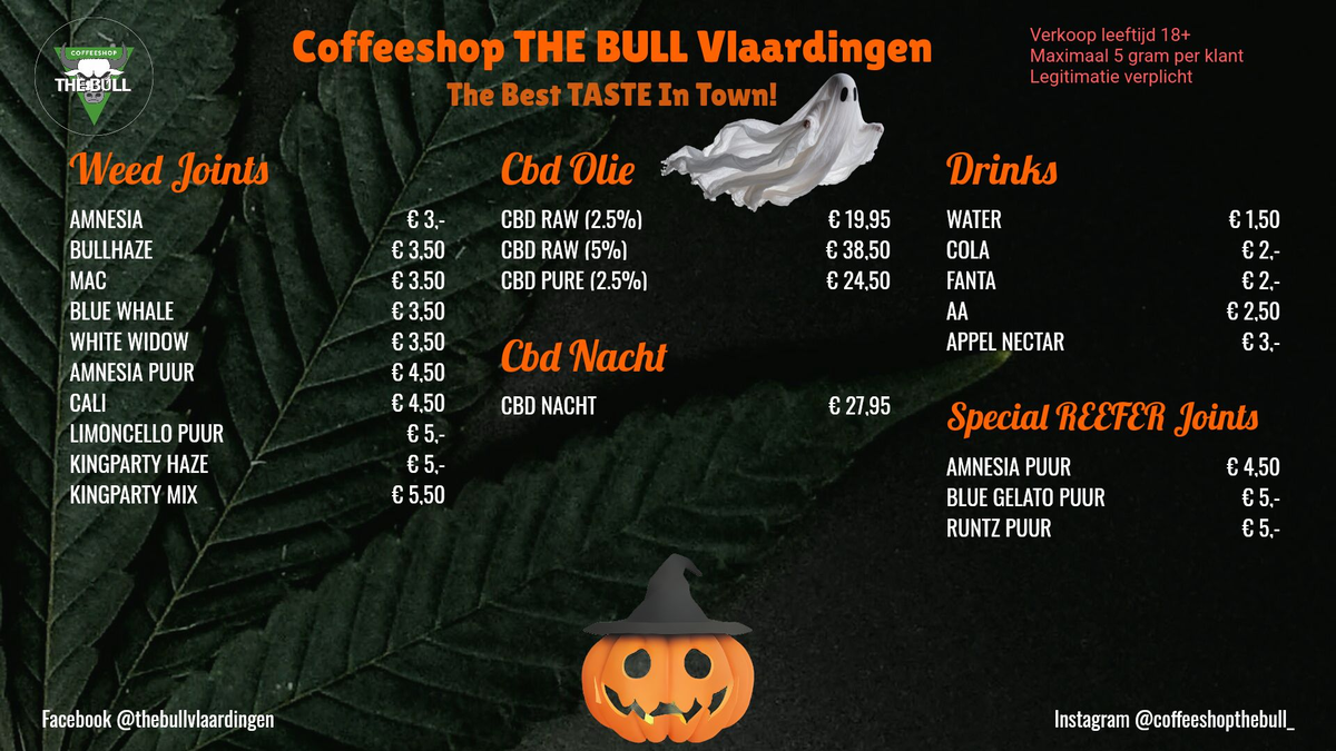 Menu bij The Bull