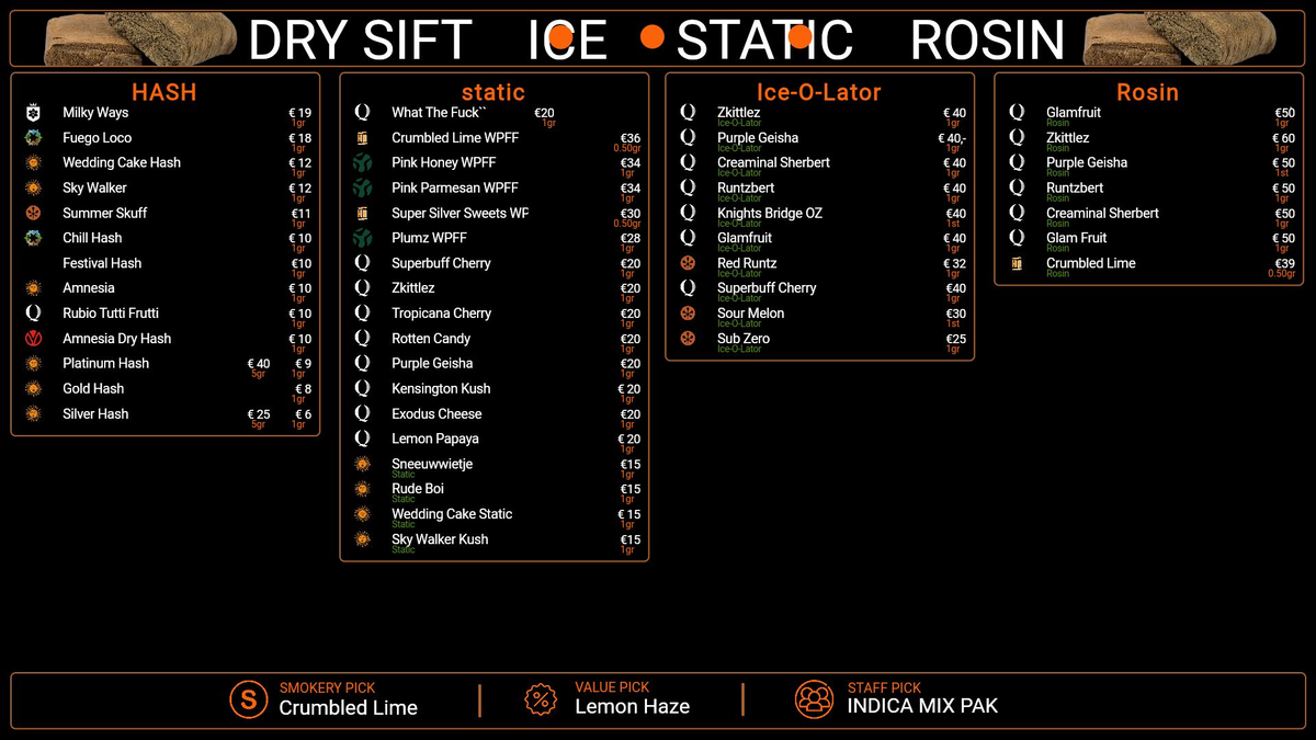 Menu bij Smokery by The Plug