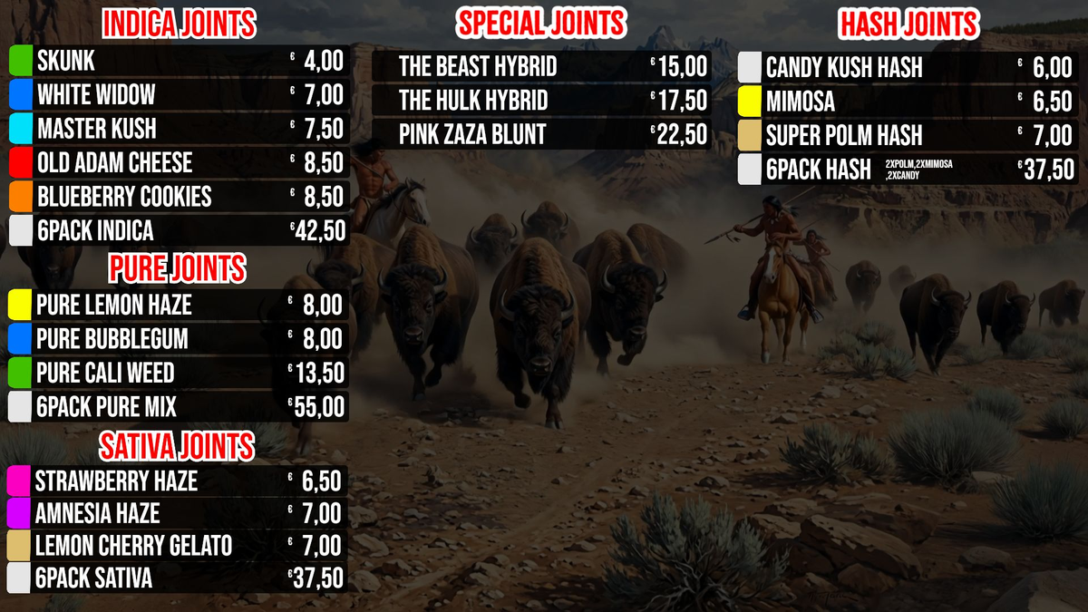 Menu bij Yanks