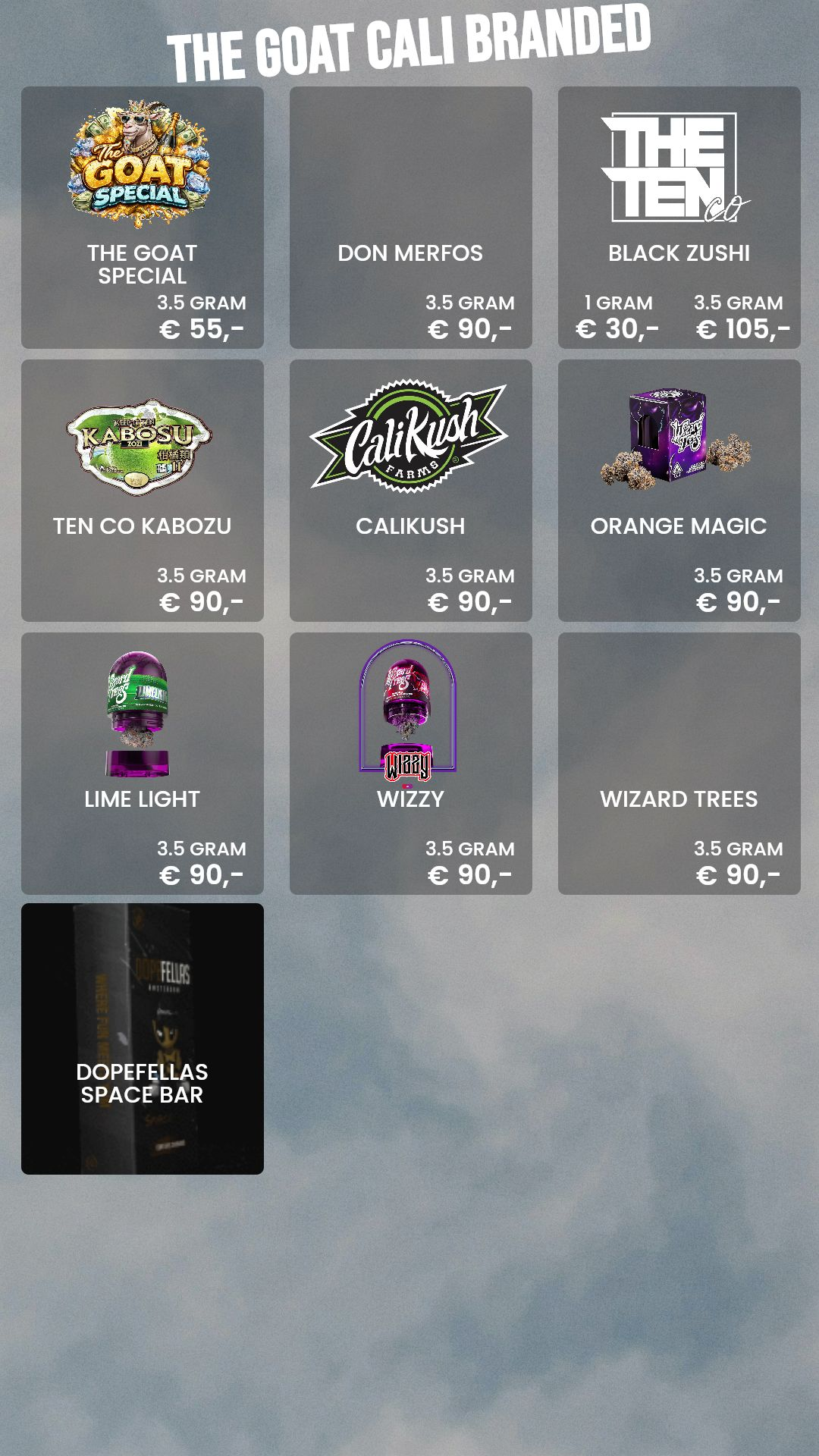 Menu bij The Goat