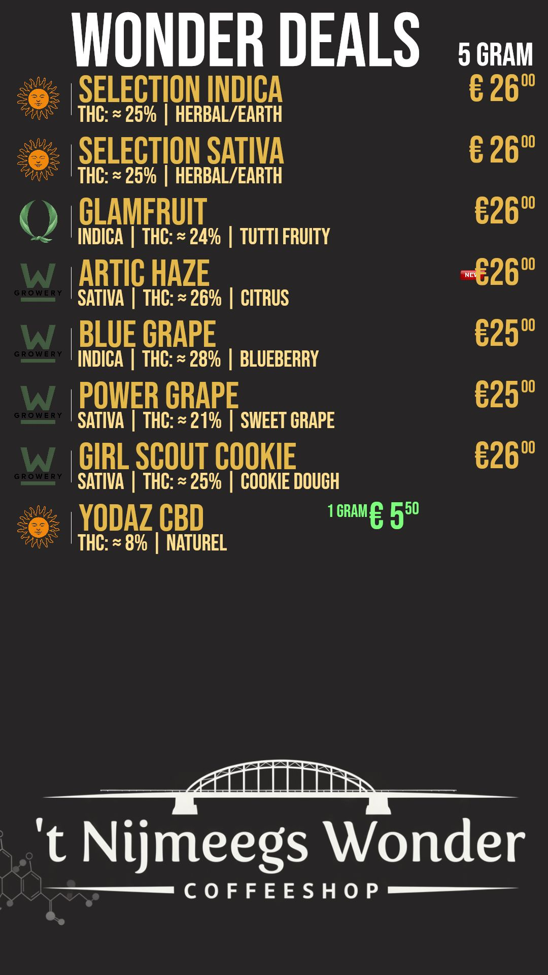 Menu bij T Wonder