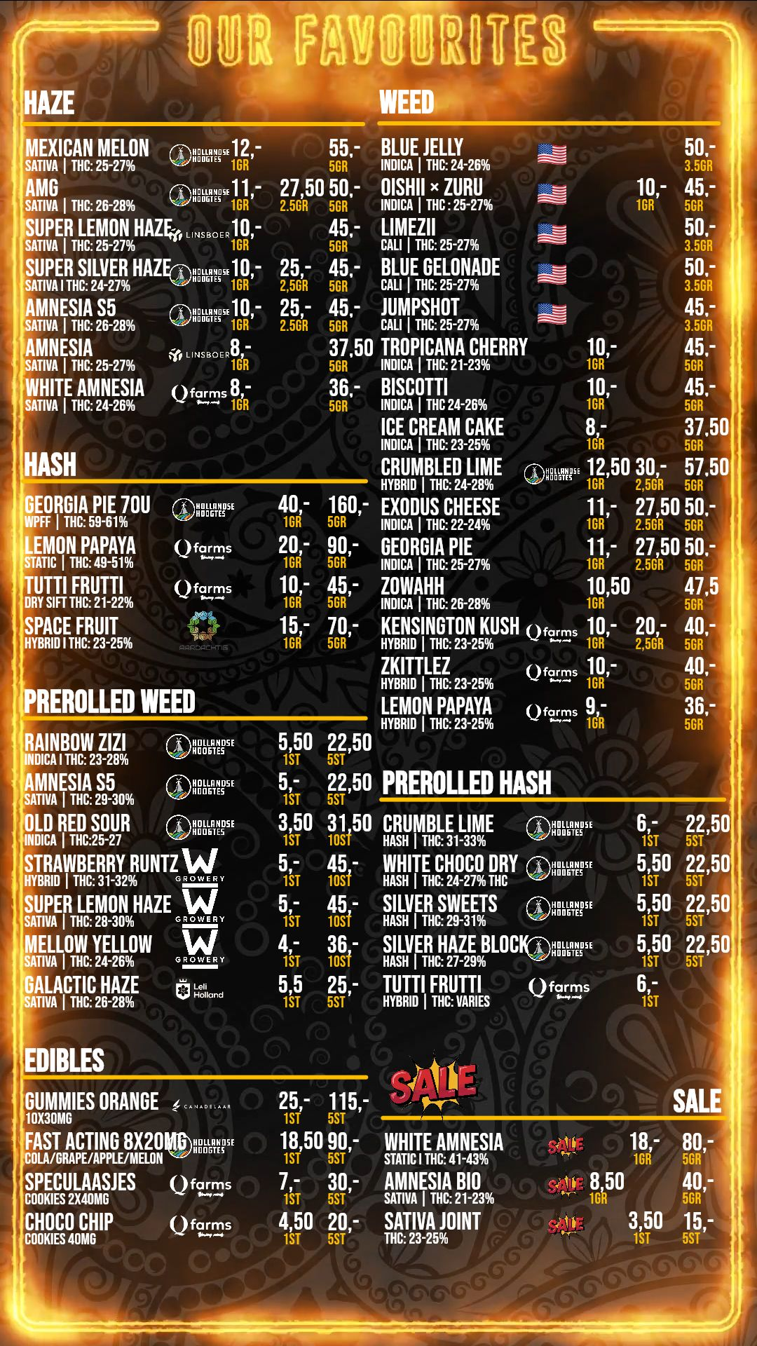 Menu bij Kunsje