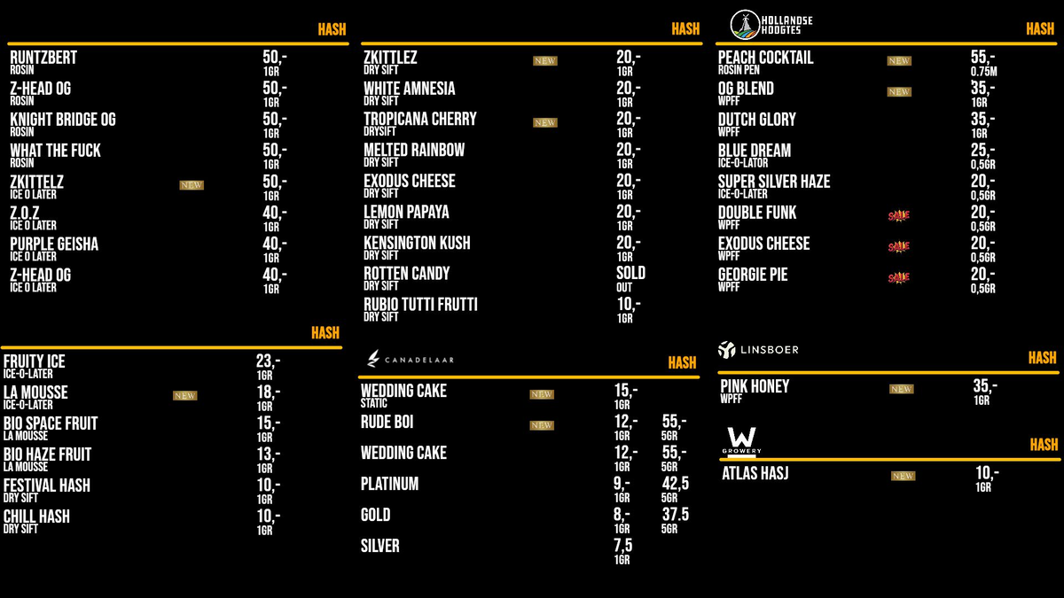 Menu bij Ketama
